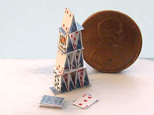 miniature house of cards